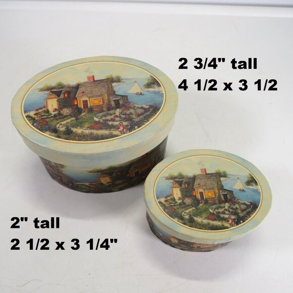 Nantucket Costal mini Oval Boxes Storage by Bob's Boxes Linda Nelson Stocks - Picture 1 of 12